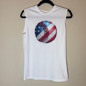 Boys XL Sleeveless Baseball Shirt Quick Dry Fabric